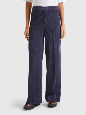 Zdjęcie produktu Benetton, Flare Fit Velvet Trousers, size , Dark Blue, Women United Colors of Benetton