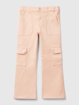 Zdjęcie produktu Benetton, Flared Cargo Trousers, size 2XL, Soft Pink, Kids United Colors of Benetton