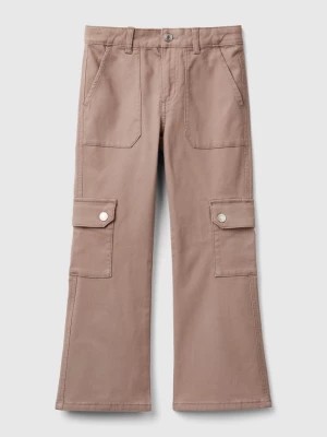 Zdjęcie produktu Benetton, Flared Cargo Trousers, size XL, Dove Gray, Kids United Colors of Benetton