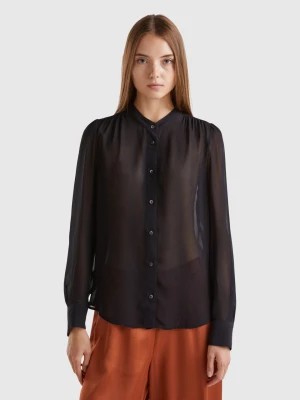 Zdjęcie produktu Benetton, Flowy Mandarin Collar Shirt, size XL, Black, Women United Colors of Benetton