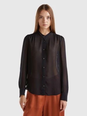 Zdjęcie produktu Benetton, Flowy Mandarin Collar Shirt, size XS, Black, Women United Colors of Benetton