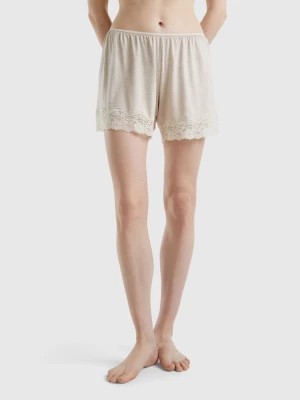 Zdjęcie produktu Benetton, Flowy Shorts With Lace, size XS, Beige, Women United Colors of Benetton