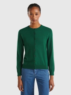 Zdjęcie produktu Benetton, Forest Green Cardigan In Cashmere And Wool Blend, size L, Dark Green, Women United Colors of Benetton