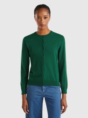 Zdjęcie produktu Benetton, Forest Green Cardigan In Cashmere And Wool Blend, size M, Dark Green, Women United Colors of Benetton