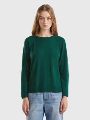 Zdjęcie produktu Benetton, Forest Green Crew Neck Sweater In Wool And Cashmere Blend, size S, Dark Green, Women United Colors of Benetton