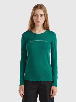 Zdjęcie produktu Benetton, Forest Green Long Sleeve T-shirt In 100% Cotton, size L, Dark Green, Women United Colors of Benetton