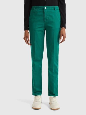 Zdjęcie produktu Benetton, Forest Green Slim Fit Cotton Chinos, size , Dark Green, Women United Colors of Benetton