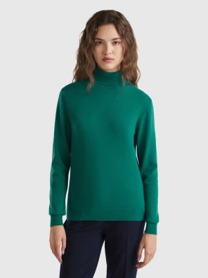 Zdjęcie produktu Benetton, Forest Green Turtleneck Sweater In Pure Merino Wool, size XS, Dark Green, Women United Colors of Benetton