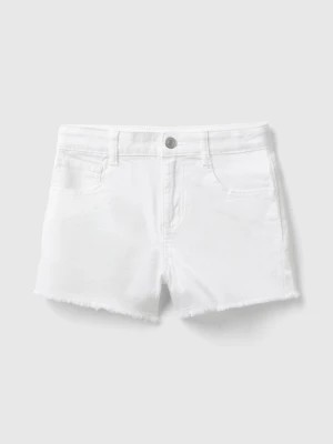 Zdjęcie produktu Benetton, Frayed Shorts In Stretch Cotton, size 2XL, White, Kids United Colors of Benetton