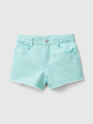 Zdjęcie produktu Benetton, Frayed Shorts In Stretch Cotton, size S, Aqua, Kids United Colors of Benetton