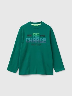 Zdjęcie produktu Benetton, Gamer T-shirt In Organic Cotton, size M, Dark Green, Kids United Colors of Benetton