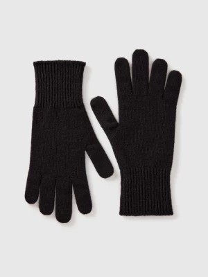 Zdjęcie produktu Benetton, Gloves In Pure Merino Wool, size OS, Black, Women United Colors of Benetton