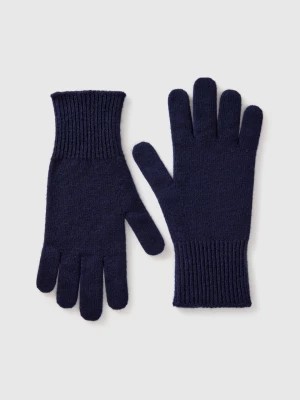 Zdjęcie produktu Benetton, Gloves In Pure Merino Wool, size OS, Dark Blue, Women United Colors of Benetton