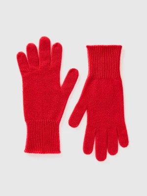 Zdjęcie produktu Benetton, Gloves In Pure Merino Wool, size OS, Plum, Women United Colors of Benetton