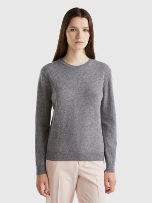 Zdjęcie produktu Benetton, Gray Crew Neck Sweater In Merino Wool, size XL, Dark Gray, Women United Colors of Benetton