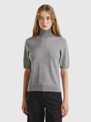 Zdjęcie produktu Benetton, Gray Short Sleeve Turtleneck In Cashmere Blend, size S, Light Gray, Women United Colors of Benetton