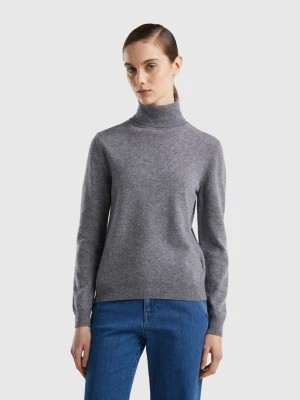 Zdjęcie produktu Benetton, Gray Turtleneck In Pure Merino Wool, size L, Dark Gray, Women United Colors of Benetton