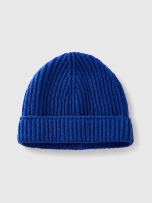 Zdjęcie produktu Benetton, Hat In Pure Virgin Wool, size L, Dark Blue, Men United Colors of Benetton