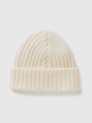 Zdjęcie produktu Benetton, Hat With Cable Knit, size OS, Creamy White, Women United Colors of Benetton