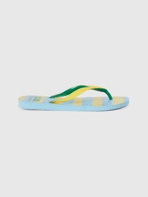 Zdjęcie produktu Benetton, Havaianas Flip Flops With Yellow And Light Blue Stripes, size 35-36, Multi-color, Women United Colors of Benetton