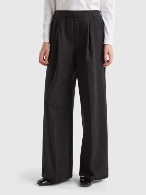 Zdjęcie produktu Benetton, High-waisted Palazzo Trousers, size L, Black, Women United Colors of Benetton