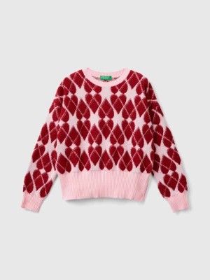 Zdjęcie produktu Benetton, Jacquard Heart Sweater, size M, Pink, Kids United Colors of Benetton