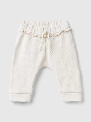 Zdjęcie produktu Benetton, Jacquard Trousers With Slits, size 82, Creamy White, Kids United Colors of Benetton