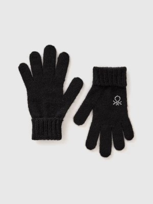 Zdjęcie produktu Benetton, Knit Gloves With Logo, size S-L, Black, Kids United Colors of Benetton