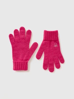 Zdjęcie produktu Benetton, Knit Gloves With Logo, size S-L, Fuchsia, Kids United Colors of Benetton