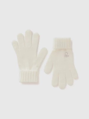 Zdjęcie produktu Benetton, Knit Gloves With Logo, size XL-3XL, White, Kids United Colors of Benetton