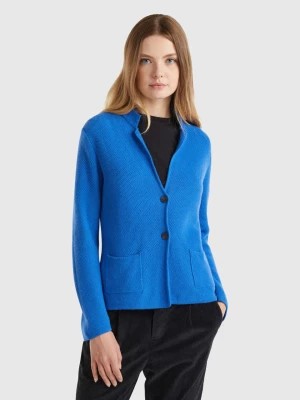 Zdjęcie produktu Benetton, Knit Jacket In Wool And Cashmere Blend, size M, Bright Blue, Women United Colors of Benetton