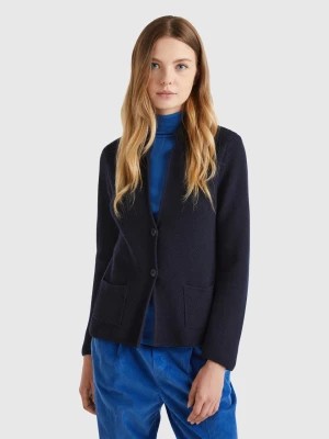 Zdjęcie produktu Benetton, Knit Jacket In Wool And Cashmere Blend, size S, Dark Blue, Women United Colors of Benetton