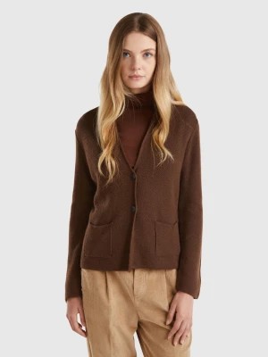 Zdjęcie produktu Benetton, Knit Jacket In Wool And Cashmere Blend, size XL, Dark Brown, Women United Colors of Benetton