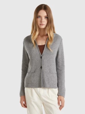 Zdjęcie produktu Benetton, Knit Jacket In Wool And Cashmere Blend, size XL, Gray, Women United Colors of Benetton