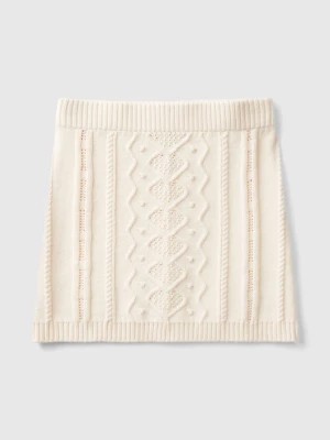 Zdjęcie produktu Benetton, Knit Mini Skirt, size L, Creamy White, Kids United Colors of Benetton