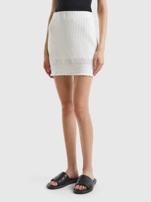 Zdjęcie produktu Benetton, Knit Stitch Skirt, size L, White, Women United Colors of Benetton