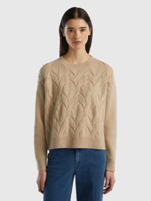 Zdjęcie produktu Benetton, Knit Sweater In Pure Cashmere, size L, Beige, Women United Colors of Benetton