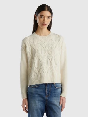Zdjęcie produktu Benetton, Knit Sweater In Pure Cashmere, size M, Creamy White, Women United Colors of Benetton