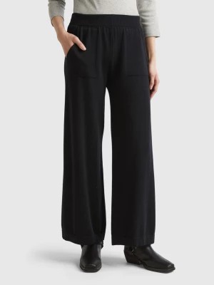 Zdjęcie produktu Benetton, Knit Wide Trousers, size S, Black, Women United Colors of Benetton