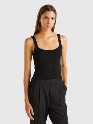 Zdjęcie produktu Benetton, Knitted Tank Top With Square Neckline, size M, Black, Women United Colors of Benetton