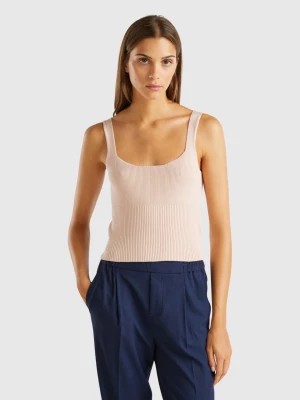 Zdjęcie produktu Benetton, Knitted Tank Top With Square Neckline, size S, Soft Pink, Women United Colors of Benetton