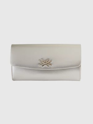 Zdjęcie produktu Benetton, Large Wallet In Synthetic Patent Leather, size OS, Silver, Women United Colors of Benetton