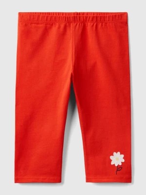 Zdjęcie produktu Benetton, Leggings With Embroidered Flowers, size 104, Red, Kids United Colors of Benetton