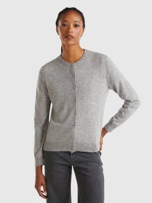 Zdjęcie produktu Benetton, Light Gray Cardigan In Cashmere And Wool Blend, size L, Light Gray, Women United Colors of Benetton