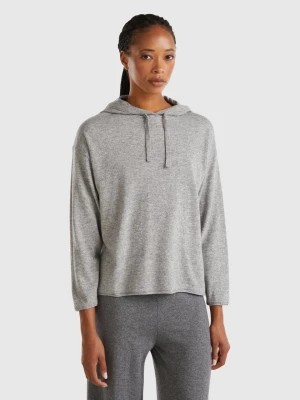 Zdjęcie produktu Benetton, Light Gray Cashmere Blend Sweater With Hood, size S, Light Gray, Women United Colors of Benetton