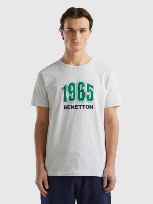 Zdjęcie produktu Benetton, Light Gray Organic Cotton T-shirt With Logo Print, size XS, Light Gray, Men United Colors of Benetton