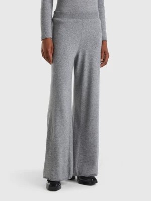 Zdjęcie produktu Benetton, Light Gray Wide Leg Trousers In Cashmere And Wool Blend, size XS, Light Gray, Women United Colors of Benetton