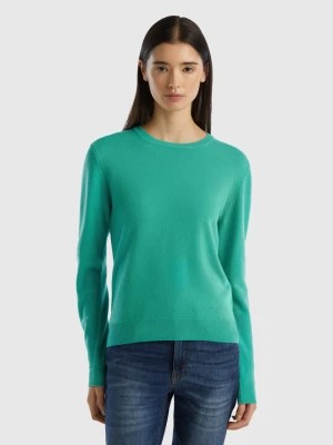 Zdjęcie produktu Benetton, Light Green Crew Neck Sweater In Merino Wool, size L, Light Green, Women United Colors of Benetton