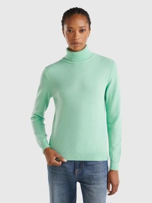 Zdjęcie produktu Benetton, Light Teal Turtleneck Sweater In Pure Merino Wool, size M, Aqua, Women United Colors of Benetton