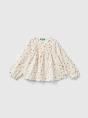 Zdjęcie produktu Benetton, Lightweight Blouse With Horse Print, size 98, Creamy White, Kids United Colors of Benetton